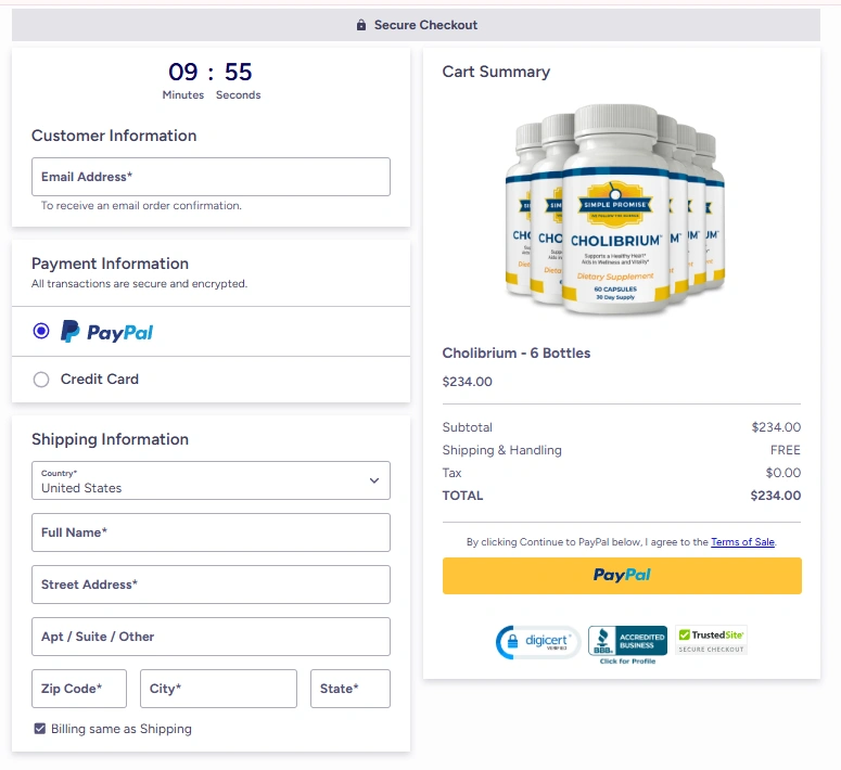 Cholibrium Secure Checkout Page
